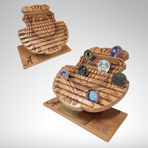 Engraved Alder Wood Challenge Coin Display: Army Adjutant General Corps Crest