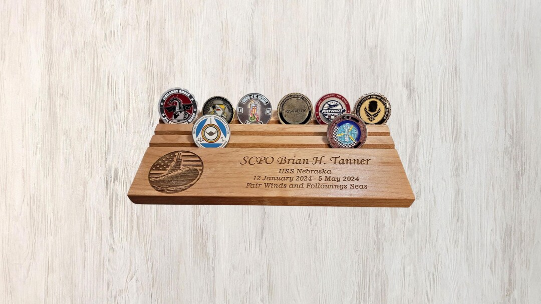 Submarine Coin Rack Engraved Navy Challenge Coin Display: Submarine Military Desk Holder - Etsy