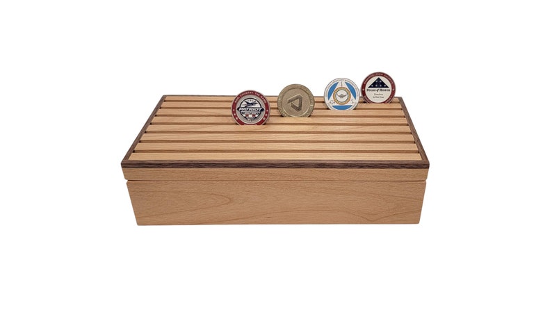Engraved Military Challenge Coin Display Box: Alder & Walnut Veteran Gift image 8