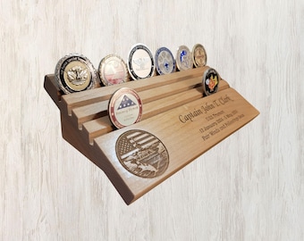 Custom Engraved Challenge Coin Display: Military Police Coin Holder