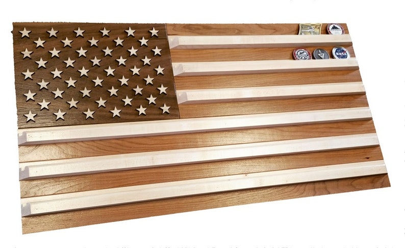 Wall Coin Display Case Wood American Flag Military Coin Holder Military Challenge Coin Display
