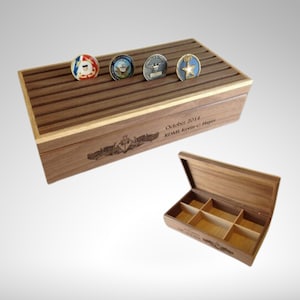 Military Challenge Coin Display Box, Custom Engraved Personalized Coin Holder, Challenge Coin Holder