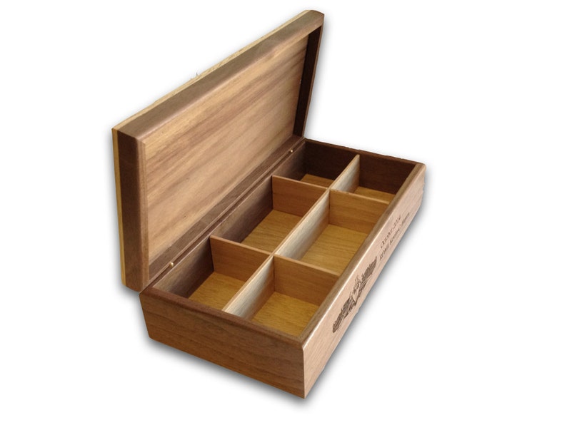 Engraved Military Challenge Coin Display Box: Alder & Walnut Veteran Gift image 5