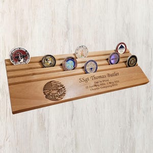 Engraved Humvee Challenge Coin Display: Military Desk Holder