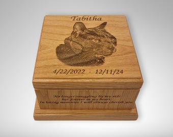 Engraved Pet Urn: Solid Alder Wood Memorial Keepsake (1-75 lbs)