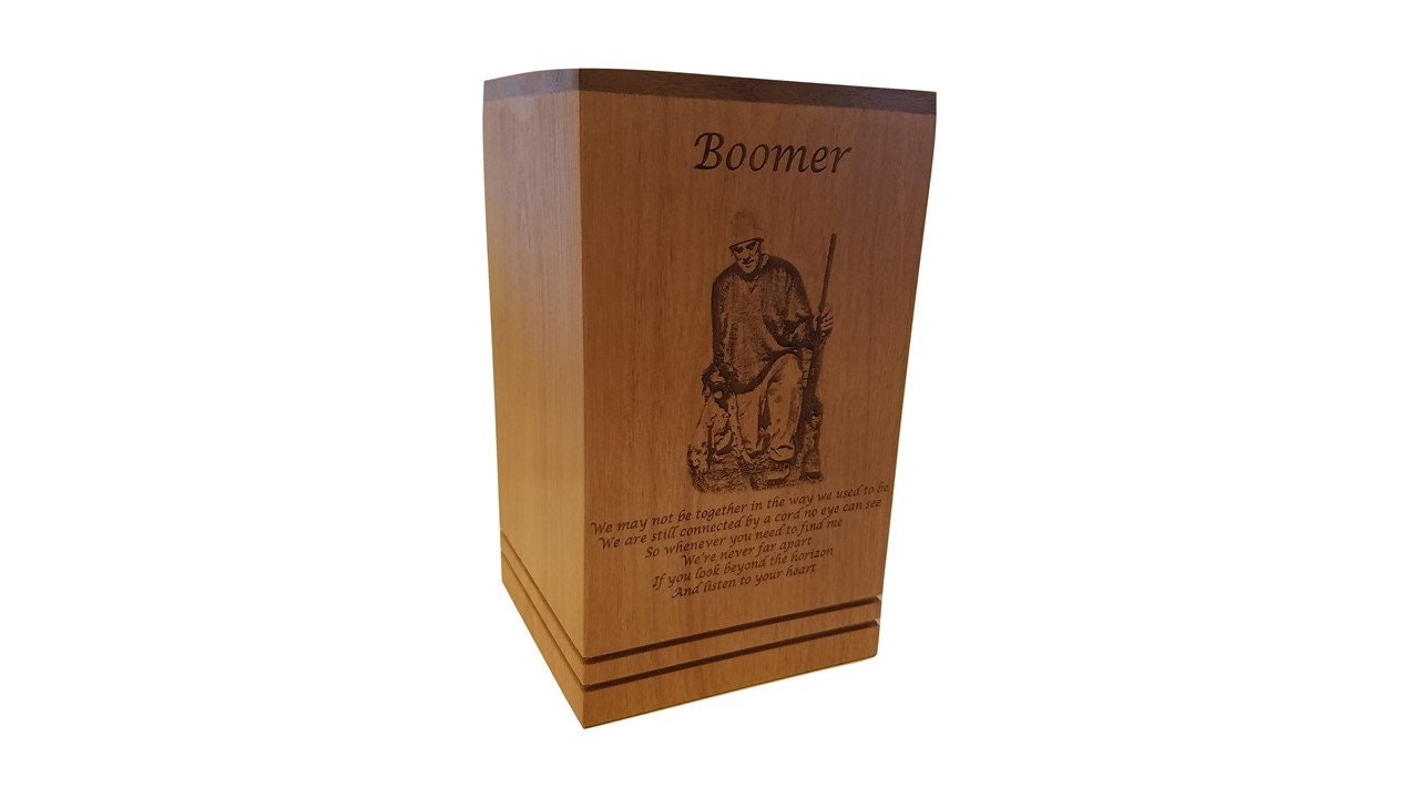 Cremation Pet Urn Engraved Dog Cat Ashes Keepsake Wood Box 1