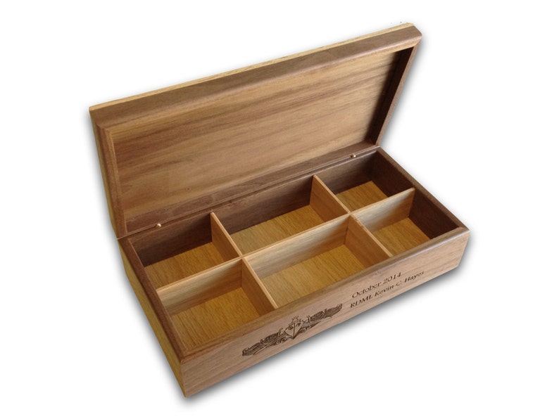 Engraved Military Challenge Coin Display Box: Alder & Walnut Veteran Gift image 3