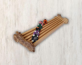 Expositor de fichas de póquer Harley Davidson: Portamonedas de madera para motocicleta