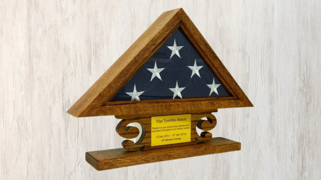 Military Flag Shadow Box, American Made Wood Flag Case, 3 X 5 Memorial