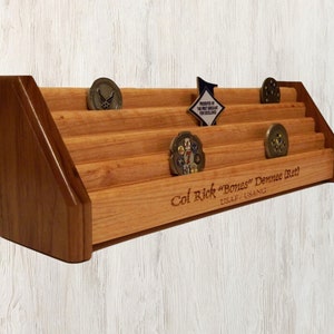 Military Challenge Coin Display, Personalized Engraved Coin Holder, Wood Military Gift