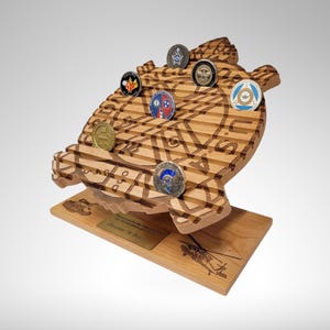 Challenge Coin Display, Wood Military Coin Holder Display, Custom Logo Coin holder