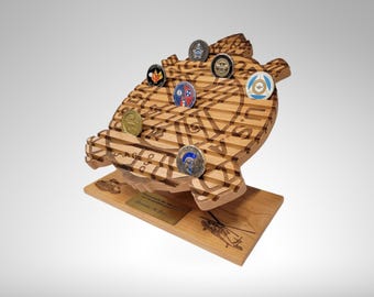 Challenge Coin Display, Wood Military Coin Holder Display, Custom Logo Coin holder