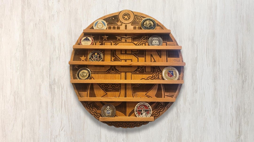 Custom Military Challenge Coin Display With Logo, Personalized Wooden ...