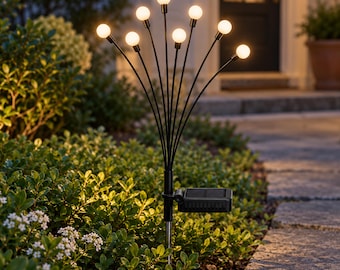 Solar Firefly Garden Lights, Warm White Swaying LED Stakes for Patio and Pathway Decor