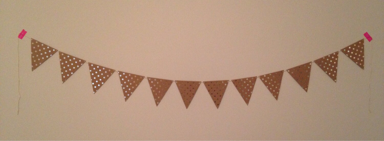 Gold Polka Dotted Paper Pennant Banner Etsy