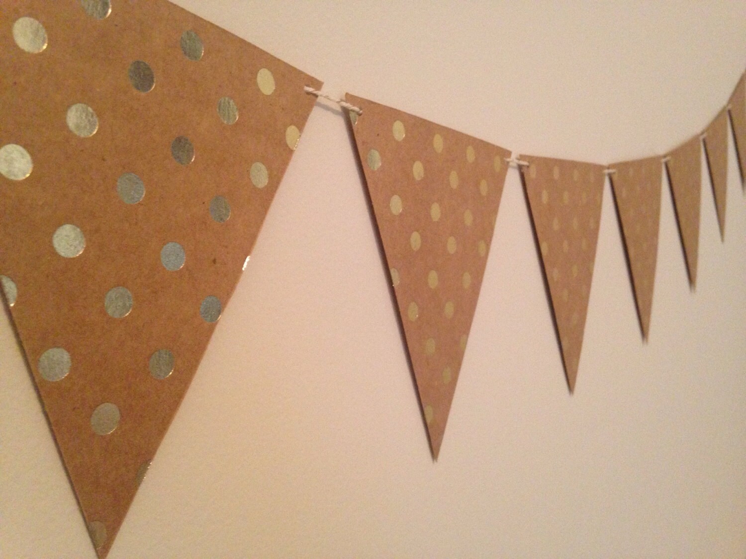 Gold Polka Dotted Paper Pennant Banner Etsy