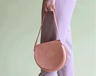 Leather Moon Bag with Convertible Strap