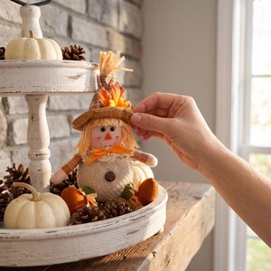 Thanksgiving Scarecrow Decor, Cute Autumn Plush Doll, Harvest Festival Figure, Farmhouse Fall Table Decor, Seasonal Shelf Accent