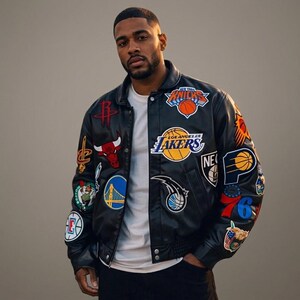 Heren patchwork leren varsityjack, vintage basketbal bomberjack, streetwear uit de jaren 90, lettermanjack, leren jas, cadeau voor hem