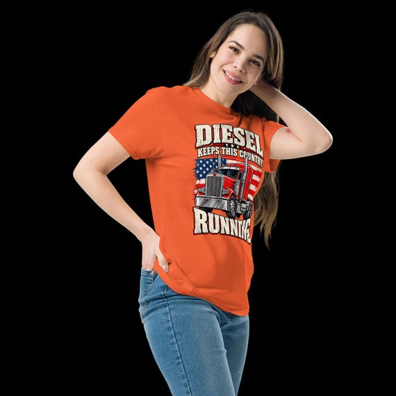 Diesel, American Trucker T-Shirt, Diesel Keeps This Country Running, Patriotic Truck Driver Gift, Vintage Semi Truck Graphic Tee, USA Pride