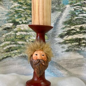 Woodsman Santa Candle holder