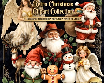 60 PNG Retro Christmas Clip Art... Commercial Use OK