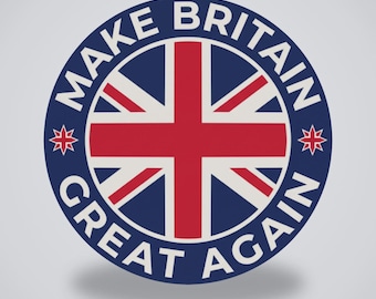 Make Britain Great Again 58mm and 25mm Button Badge: Union Jack Patriotic Pin, Proud British Slogan Accessory, UK Jacket & Bag Pin