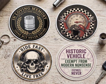 Petrolhead Stickers and Pin Badges