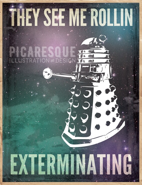 Doctor Who Dalek Exterminate Original Art Print Home Decor Etsy
