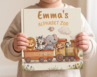 Personalized Alphabet Book for Kids, Custom Name ABC Animal Storybook for Boy or Girl, First Learning Keepsake Gift, Baby Toddler Birthday