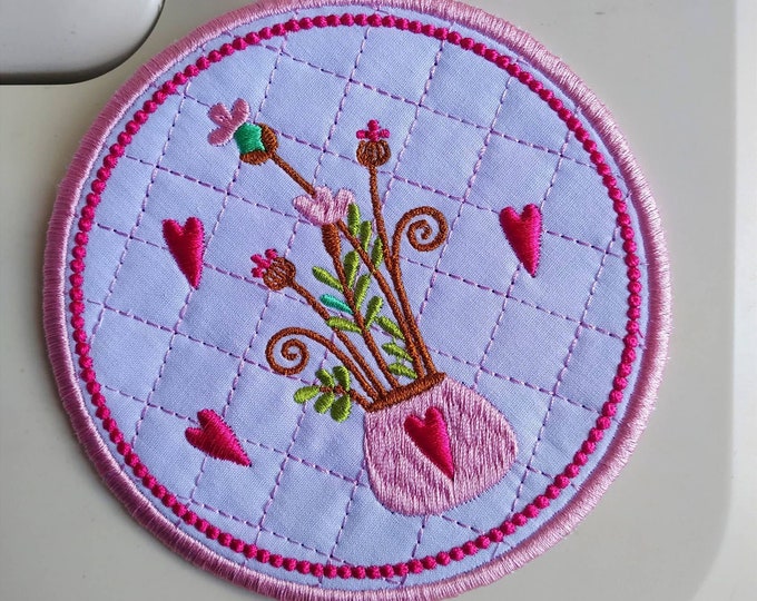Instant  download file - Flowers coaster ITH Machine embroidery design