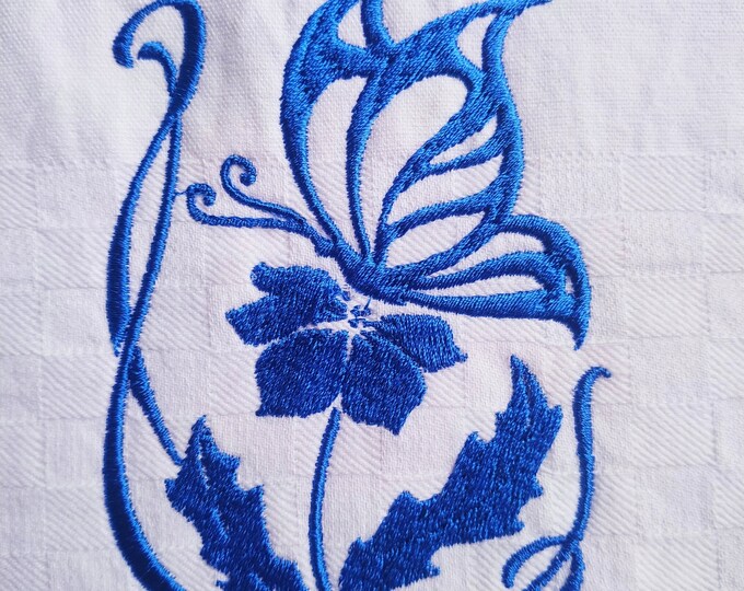 Machine embroidery design file - Butterfly on a flower  - Instant download