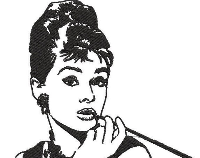 Audrey Hepburn machine embroidery design - instant download