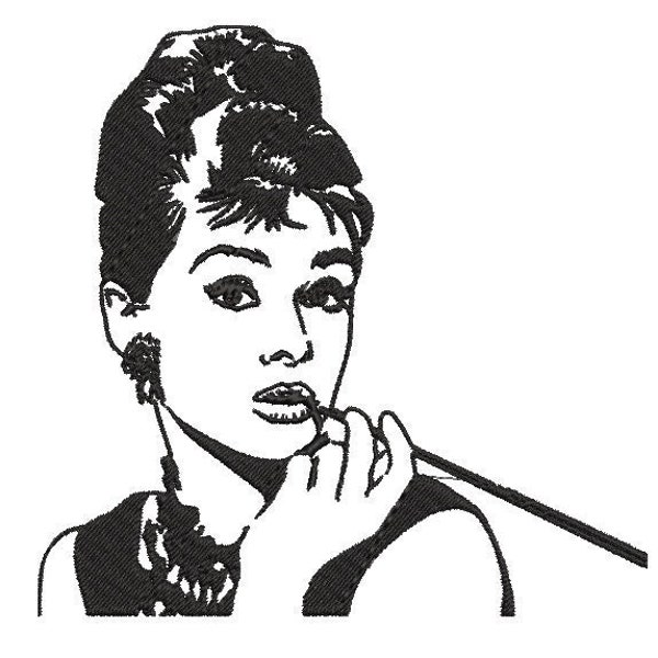 Motif de broderie machine Audrey Hepburn - téléchargement immédiat
