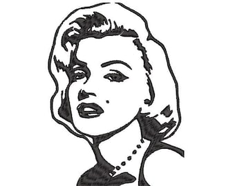 Diseño de bordado a máquina de Marilyn Monroe: descarga instantánea