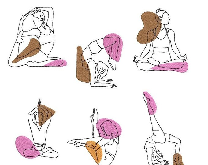 Yoga Machine embroidery designs set - Instant download files