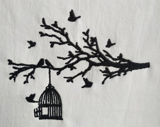 Bird cage machine embroidery design, unique template - instant download