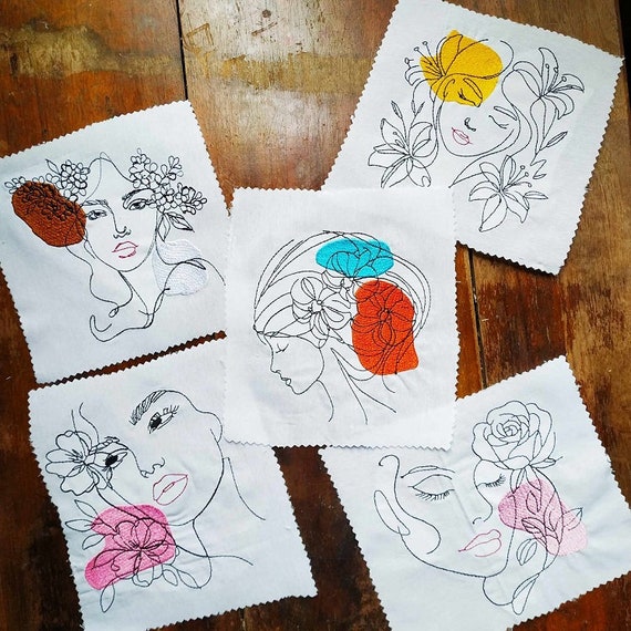 Women linart Machine embroidery designs - Instant download files