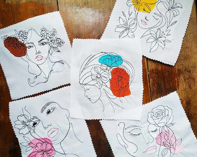 Women linart Machine embroidery designs - Instant download files