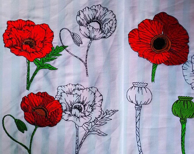 Poppies Machine embroidery designs set - Instant download files