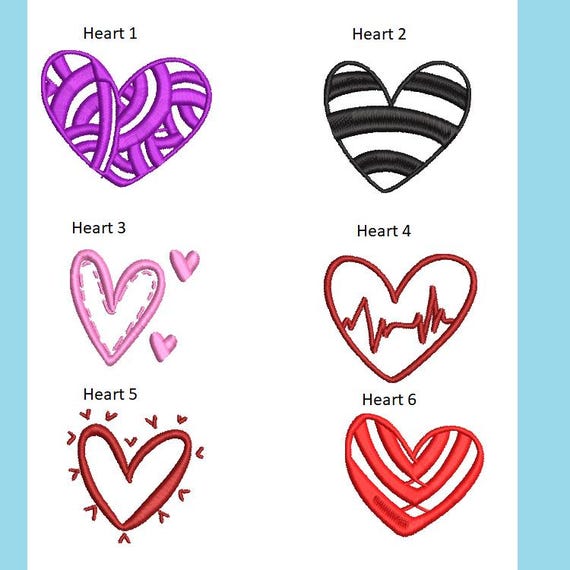 Hearts set Machine embroidery designs - Instant download files