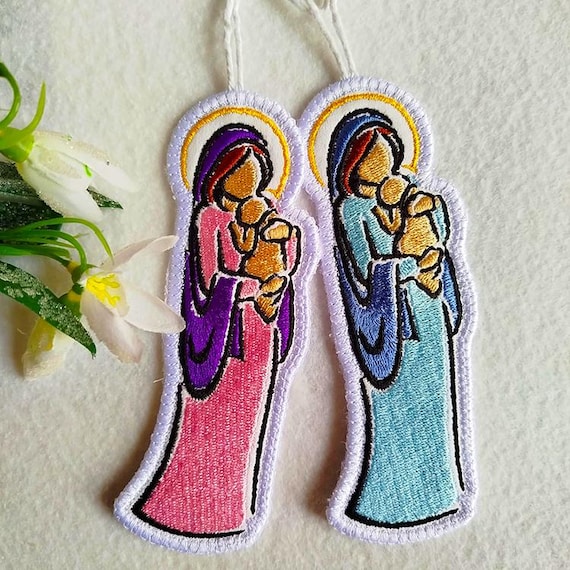 ITH Virgin Mary ornament Machine embroidery designs - Instant download files