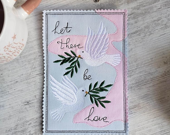 ITH Let there be love doves card Machine embroidery design - Instant download file