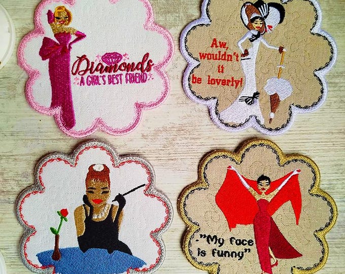 ITH Movies with stars coasters Machine embroidery designs - Instant download files