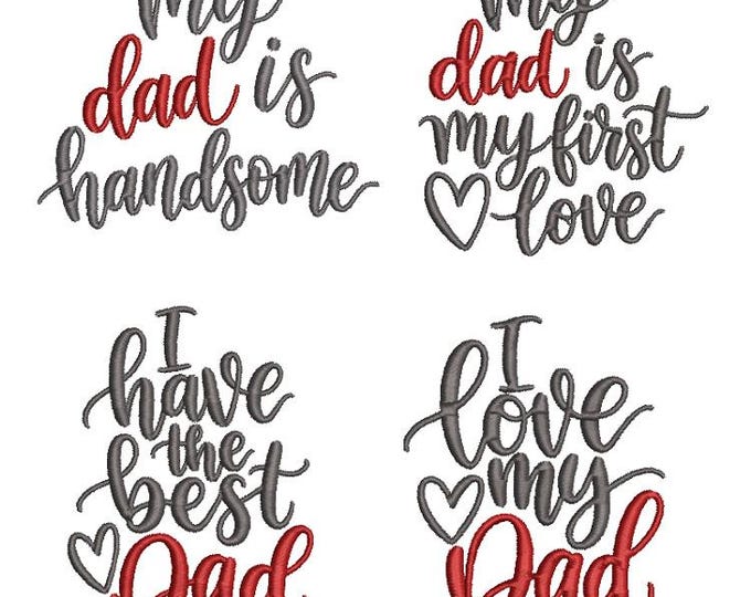 Dads quotes 4x4 Machine embroidery designs - Instant download file
