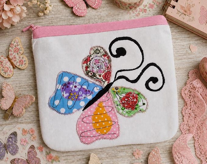 ITH Butterfly applique purse Machine embroidery design - Instant download file