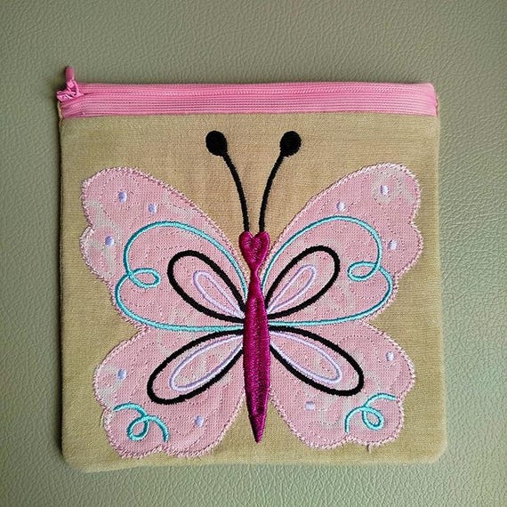 ITH Butterfly sophistication purse Machine embroidery design - Instant download file