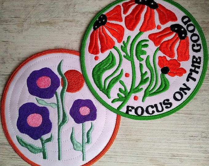 ITH Sunrise floral and Focus  on good coasters Machine embroidery designs - Instant download files