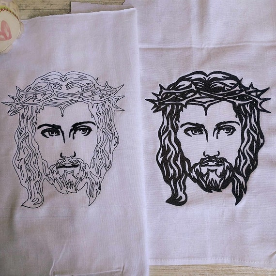 Jesus Machine embroidery designs - fill and light stitch - instant download files