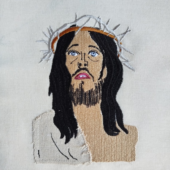 Handdrawn Jesus Machine embroidery design - Instant download file